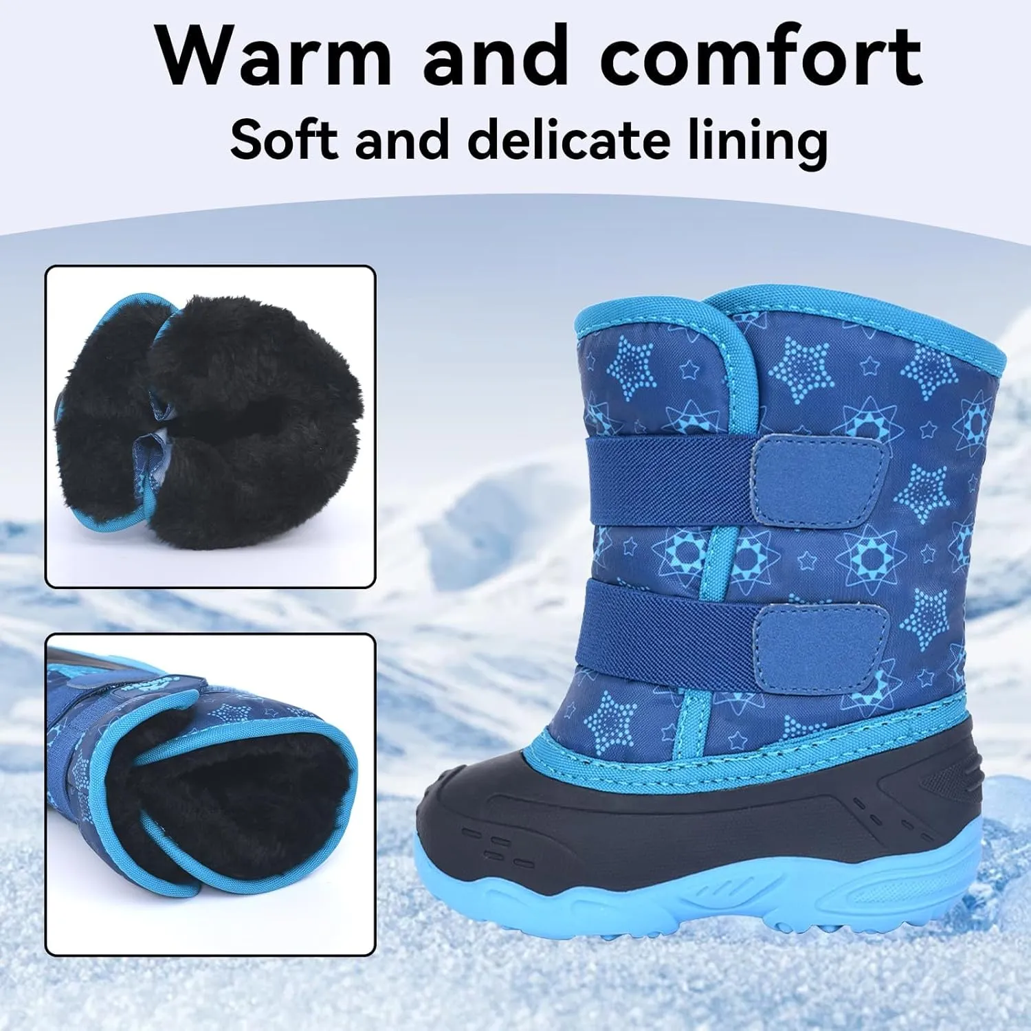 ICEFACE Snow Boots for Kid Winter Boots Waterproof Outdoor Warm Faux Fur Lined boot for Toddler/Little Boys and Girls