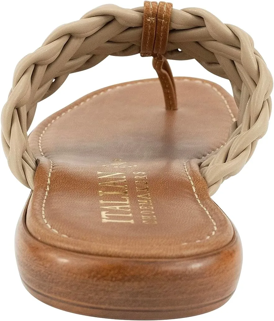 ITALIAN Shoemakers Honi Womens Braided Thong Sandals for Women with Padded Footbed, Stylish and Comfortable Handcrafted Italian Shoes