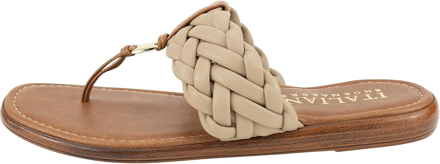 ITALIAN Shoemakers Honi Womens Braided Thong Sandals for Women with Padded Footbed, Stylish and Comfortable Handcrafted Italian Shoes