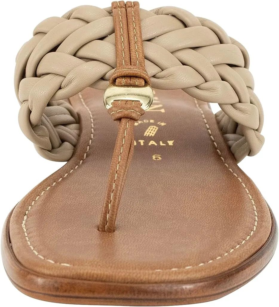 ITALIAN Shoemakers Honi Womens Braided Thong Sandals for Women with Padded Footbed, Stylish and Comfortable Handcrafted Italian Shoes