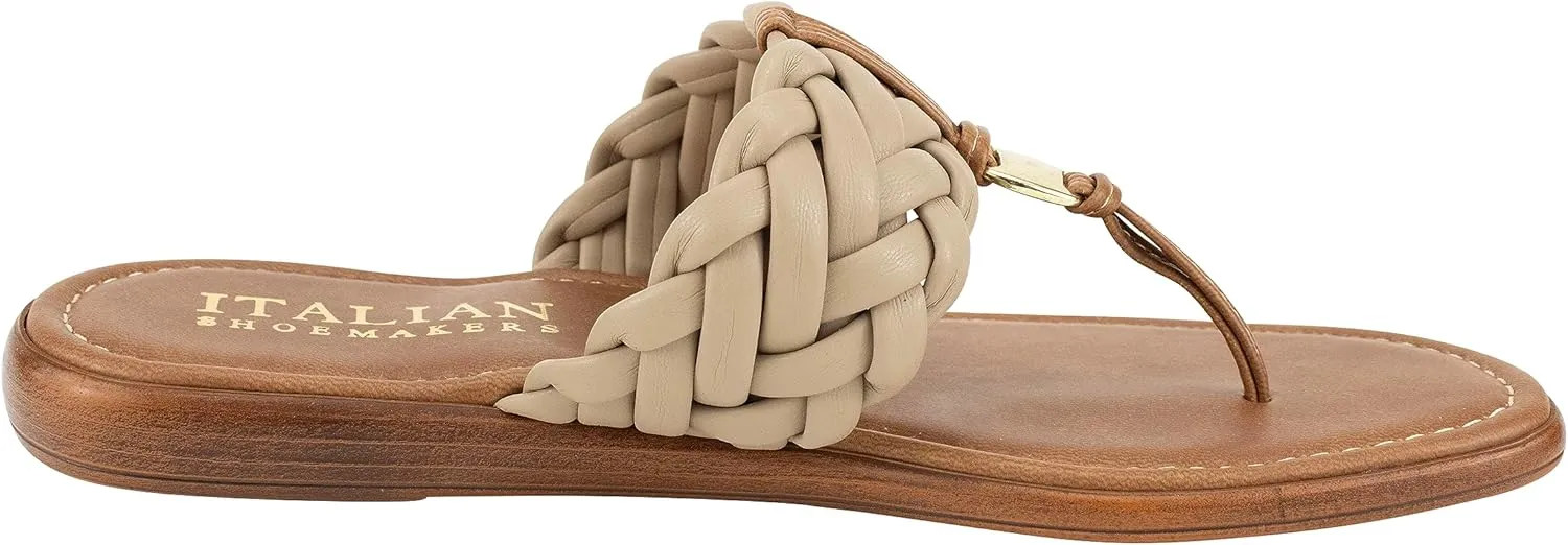 ITALIAN Shoemakers Honi Womens Braided Thong Sandals for Women with Padded Footbed, Stylish and Comfortable Handcrafted Italian Shoes
