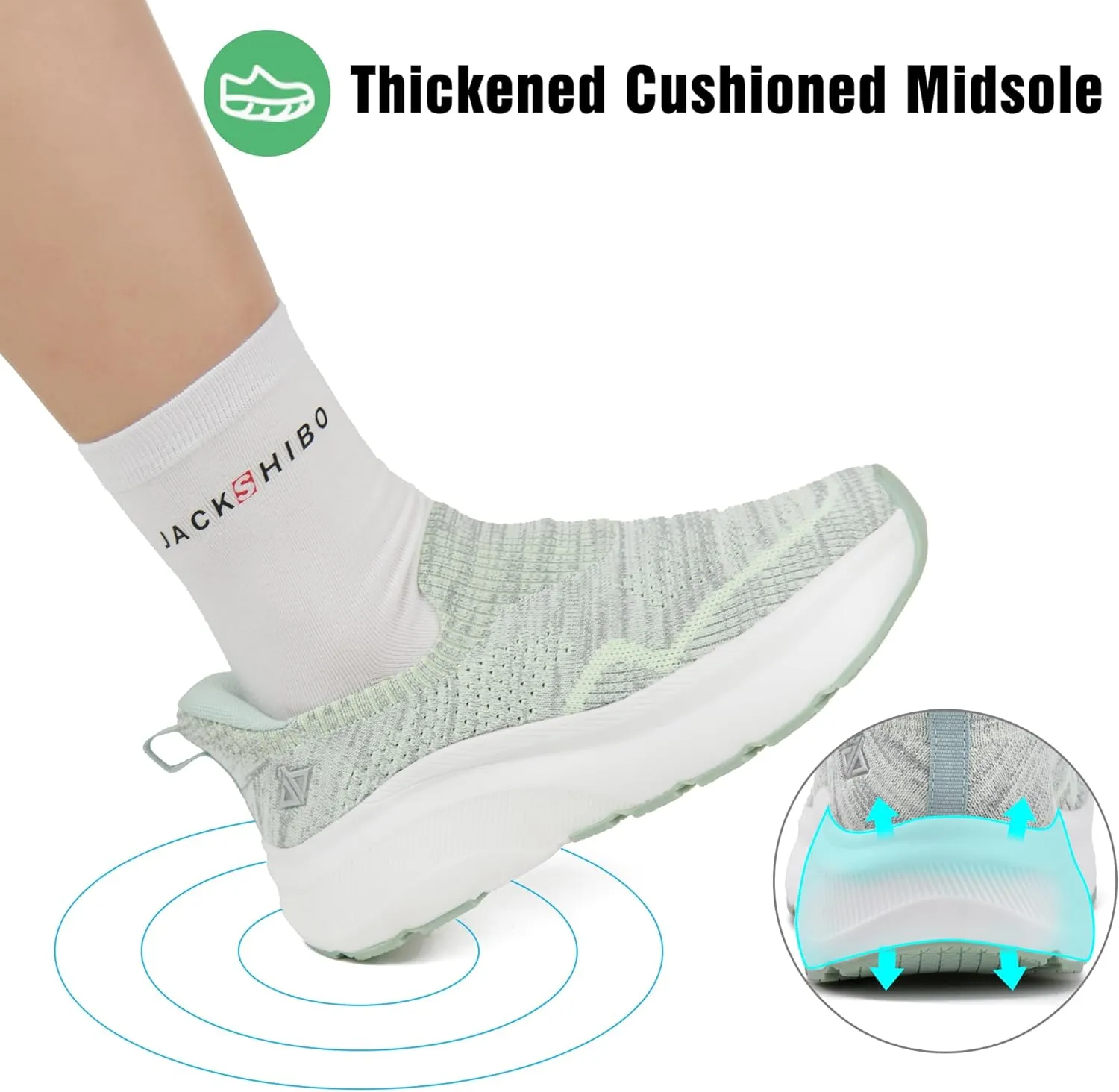 JACKSHIBO Women's Slip in Free up Hands Shoes Wide Toe Box Arch Support Orthopedic On Walking Shoe Memory Foam Plantar Fasciitis Recovery Shoes Cushion Zero Drop Athletic Sneaker with Metatarsal Pad