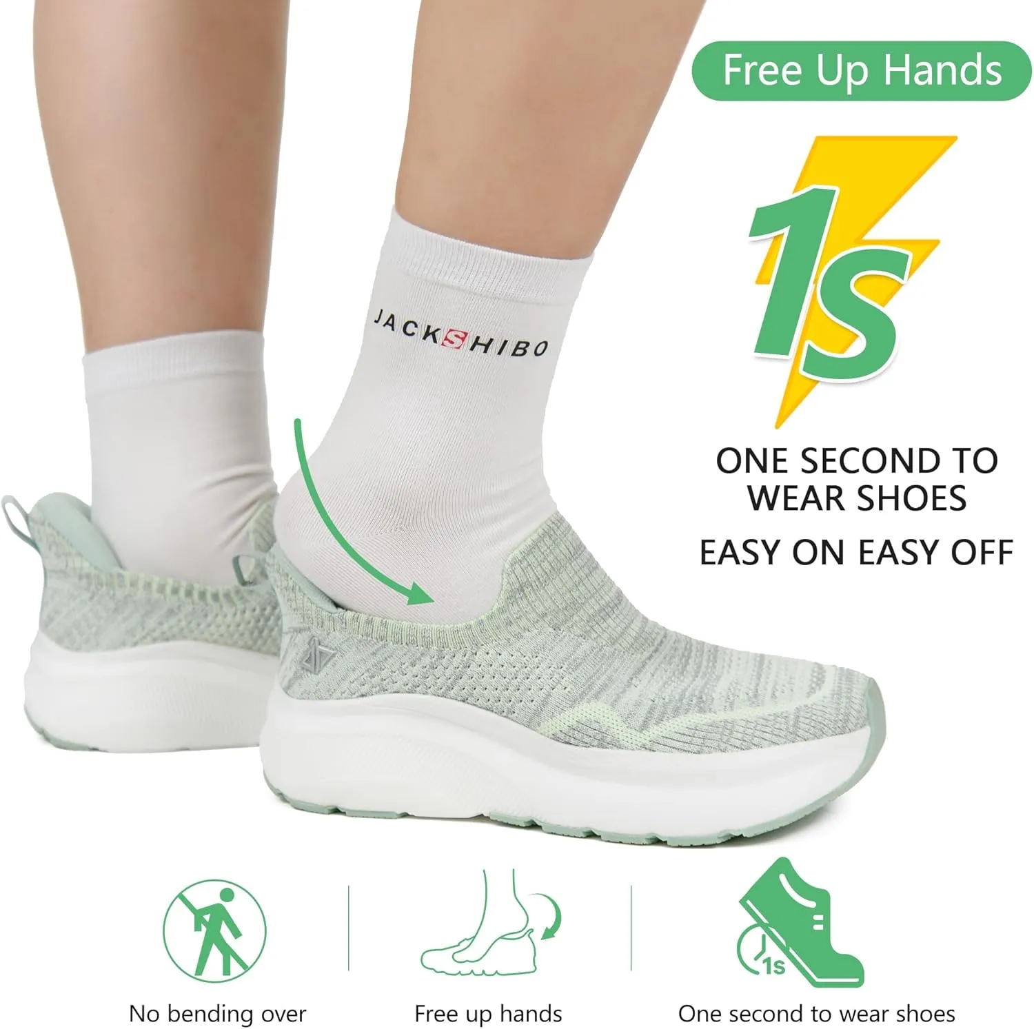 JACKSHIBO Women's Slip in Free up Hands Shoes Wide Toe Box Arch Support Orthopedic On Walking Shoe Memory Foam Plantar Fasciitis Recovery Shoes Cushion Zero Drop Athletic Sneaker with Metatarsal Pad