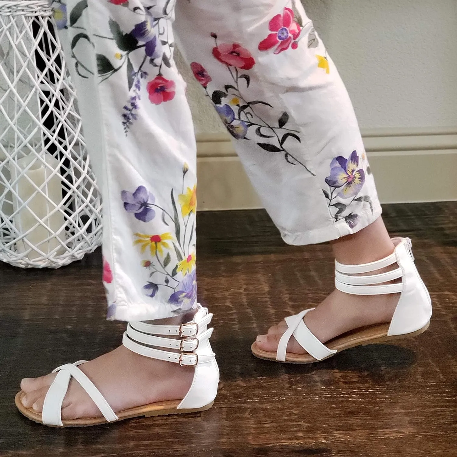 Jazamé Toddler Girls' Gladiator Sandals with Back Zipper Open Toe Shoes