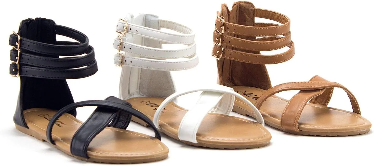 Jazamé Toddler Girls' Gladiator Sandals with Back Zipper Open Toe Shoes
