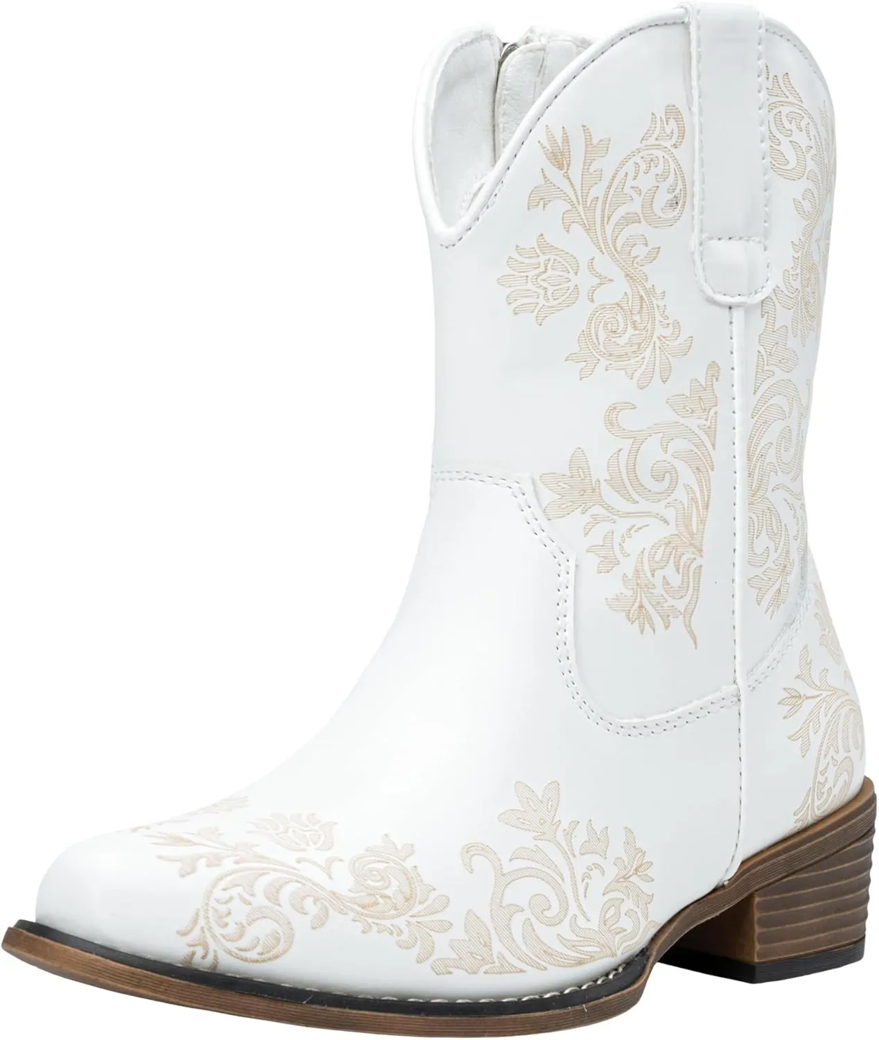 Jeossy Women's Cowboy Boots Short Cowgirl Ankle Boots Western 9805 Booties Square Toe with Zipper