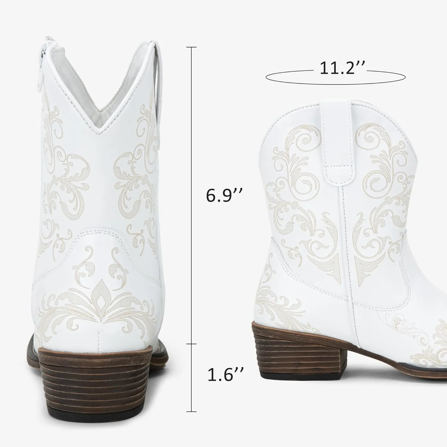 Jeossy Women's Cowboy Boots Short Cowgirl Ankle Boots Western 9805 Booties Square Toe with Zipper