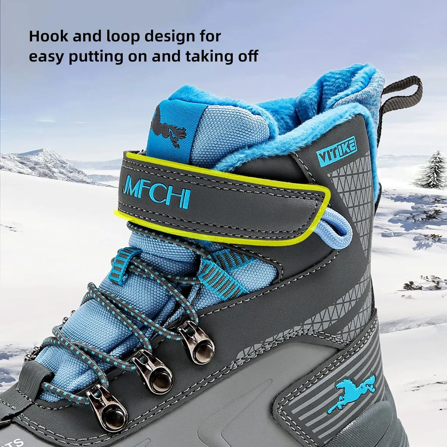 JMFCHI Kids Hiking Boots Boys Girls Outdoor Walking Climbing Sneaker Comfortable Non-slip Snow Shoes Hiker Boot Antiskid Steel Buckle Sole