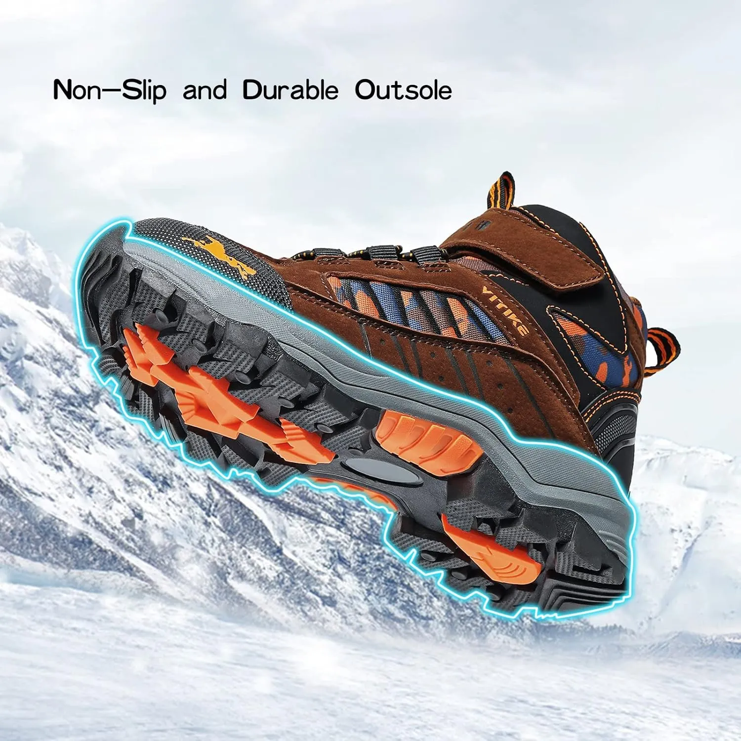 JMFCHI Kids Hiking Boots Boys Girls Outdoor Walking Climbing Sneaker Comfortable Non-slip Snow Shoes Hiker Boot Antiskid Steel Buckle Sole