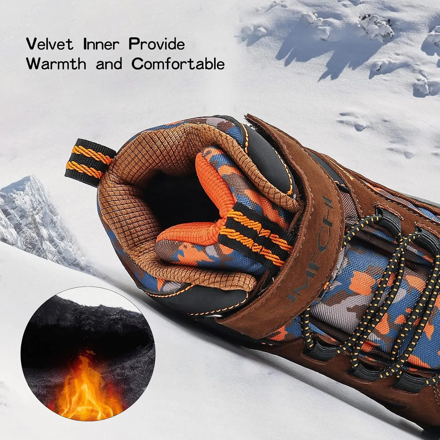JMFCHI Kids Hiking Boots Boys Girls Outdoor Walking Climbing Sneaker Comfortable Non-slip Snow Shoes Hiker Boot Antiskid Steel Buckle Sole