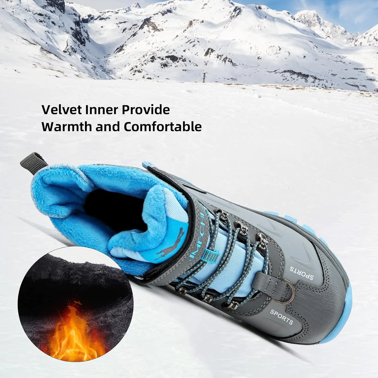 JMFCHI Kids Hiking Boots Boys Girls Outdoor Walking Climbing Sneaker Comfortable Non-slip Snow Shoes Hiker Boot Antiskid Steel Buckle Sole
