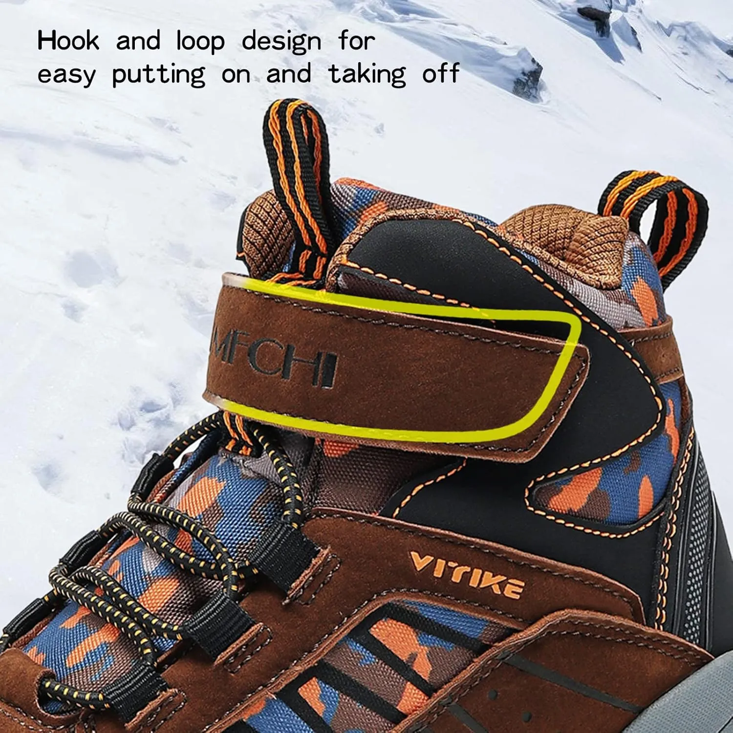 JMFCHI Kids Hiking Boots Boys Girls Outdoor Walking Climbing Sneaker Comfortable Non-slip Snow Shoes Hiker Boot Antiskid Steel Buckle Sole
