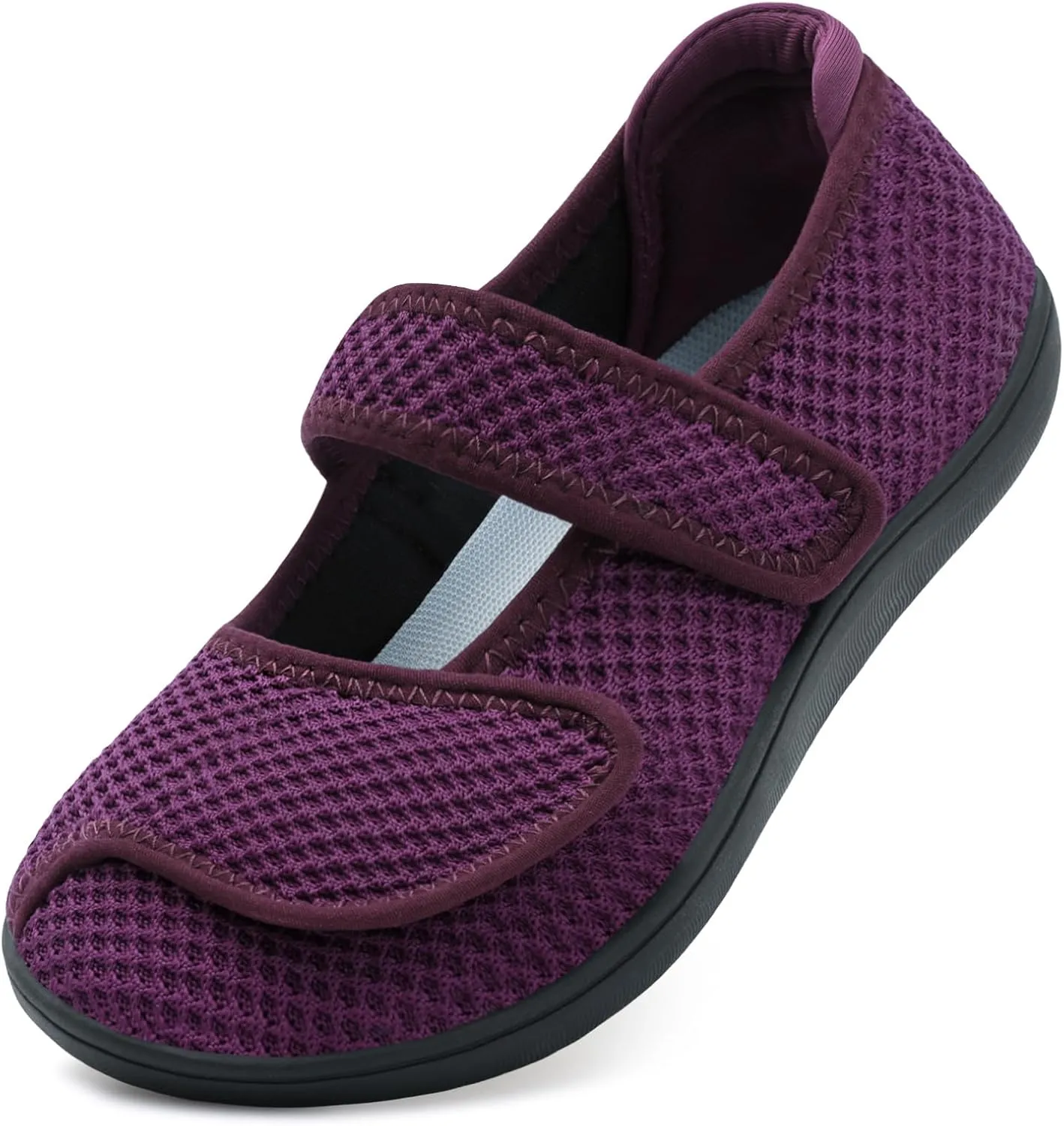 JOINFREE Womens Barefoot Walking Shoes Wide Diabetic Shoes Adjustable Mary Jane Shoes Flats Arthritis Edema Casual Shoes Breathable Slip on Sneakers Indoor Outdoor