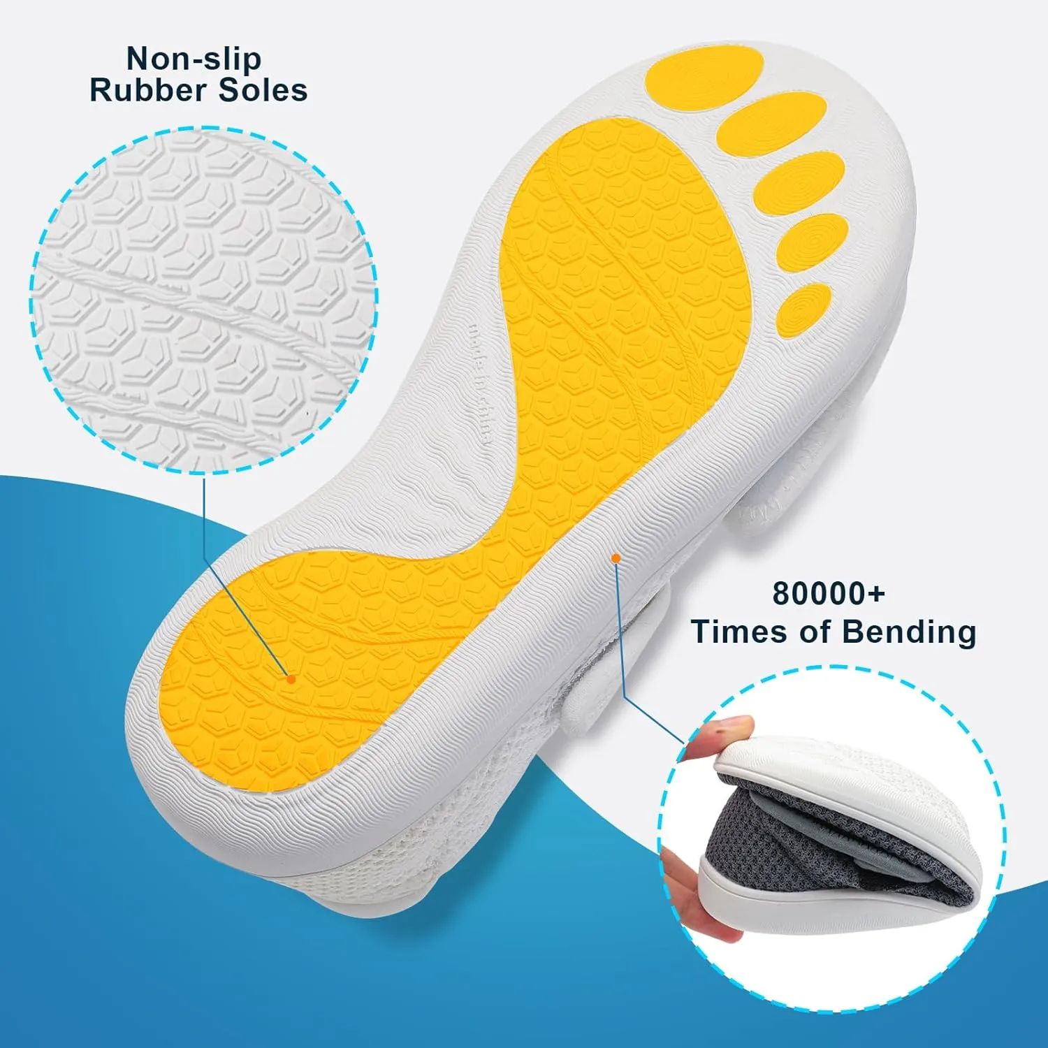 JOINFREE Womens Barefoot Walking Shoes Wide Diabetic Shoes Adjustable Mary Jane Shoes Flats Arthritis Edema Casual Shoes Breathable Slip on Sneakers Indoor Outdoor