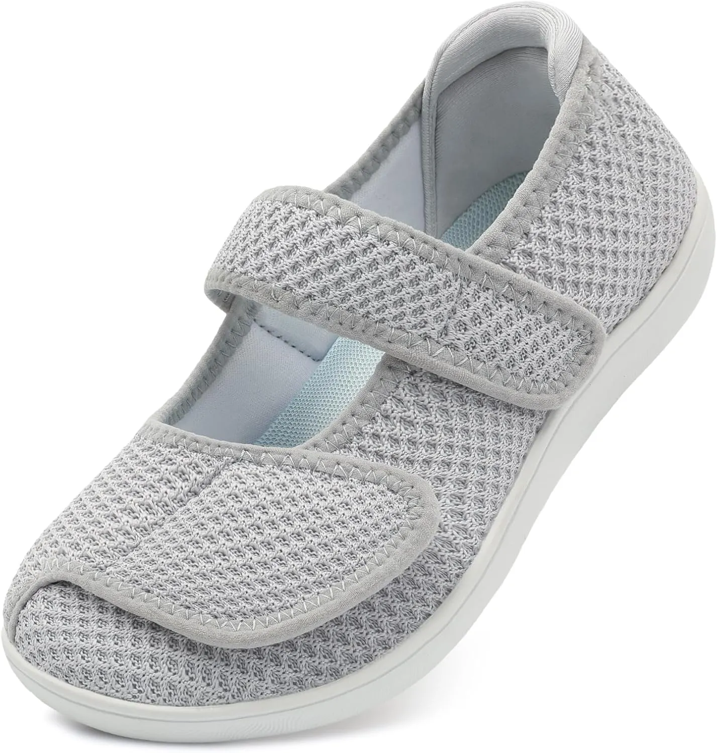 JOINFREE Womens Barefoot Walking Shoes Wide Diabetic Shoes Adjustable Mary Jane Shoes Flats Arthritis Edema Casual Shoes Breathable Slip on Sneakers Indoor Outdoor