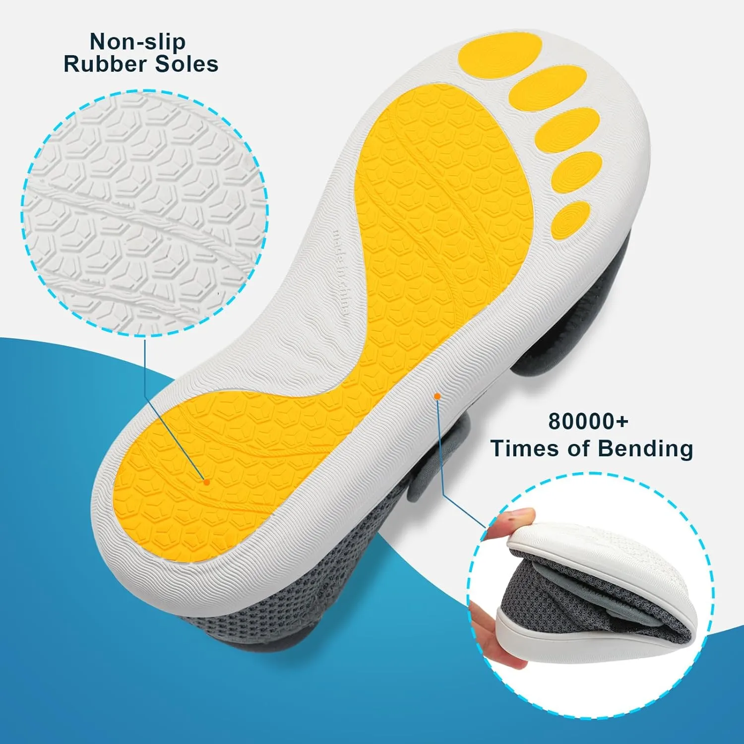 JOINFREE Womens Barefoot Walking Shoes Wide Diabetic Shoes Adjustable Mary Jane Shoes Flats Arthritis Edema Casual Shoes Breathable Slip on Sneakers Indoor Outdoor