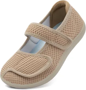JOINFREE Womens Barefoot Walking Shoes Wide Diabetic Shoes Adjustable Mary Jane Shoes Flats Arthritis Edema Casual Shoes Breathable Slip on Sneakers Indoor Outdoor
