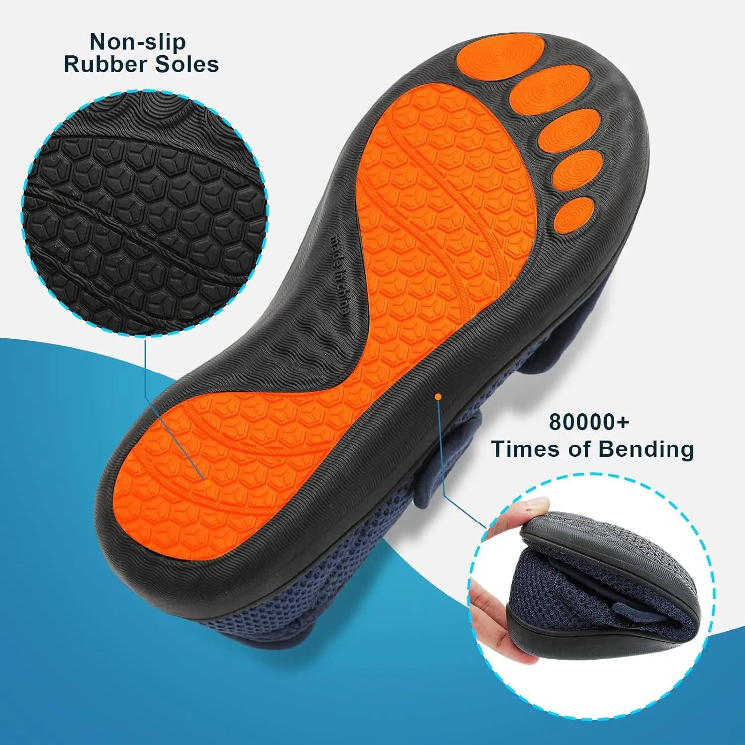 JOINFREE Womens Barefoot Walking Shoes Wide Diabetic Shoes Adjustable Mary Jane Shoes Flats Arthritis Edema Casual Shoes Breathable Slip on Sneakers Indoor Outdoor