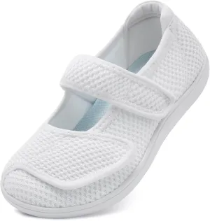 JOINFREE Womens Barefoot Walking Shoes Wide Diabetic Shoes Adjustable Mary Jane Shoes Flats Arthritis Edema Casual Shoes Breathable Slip on Sneakers Indoor Outdoor