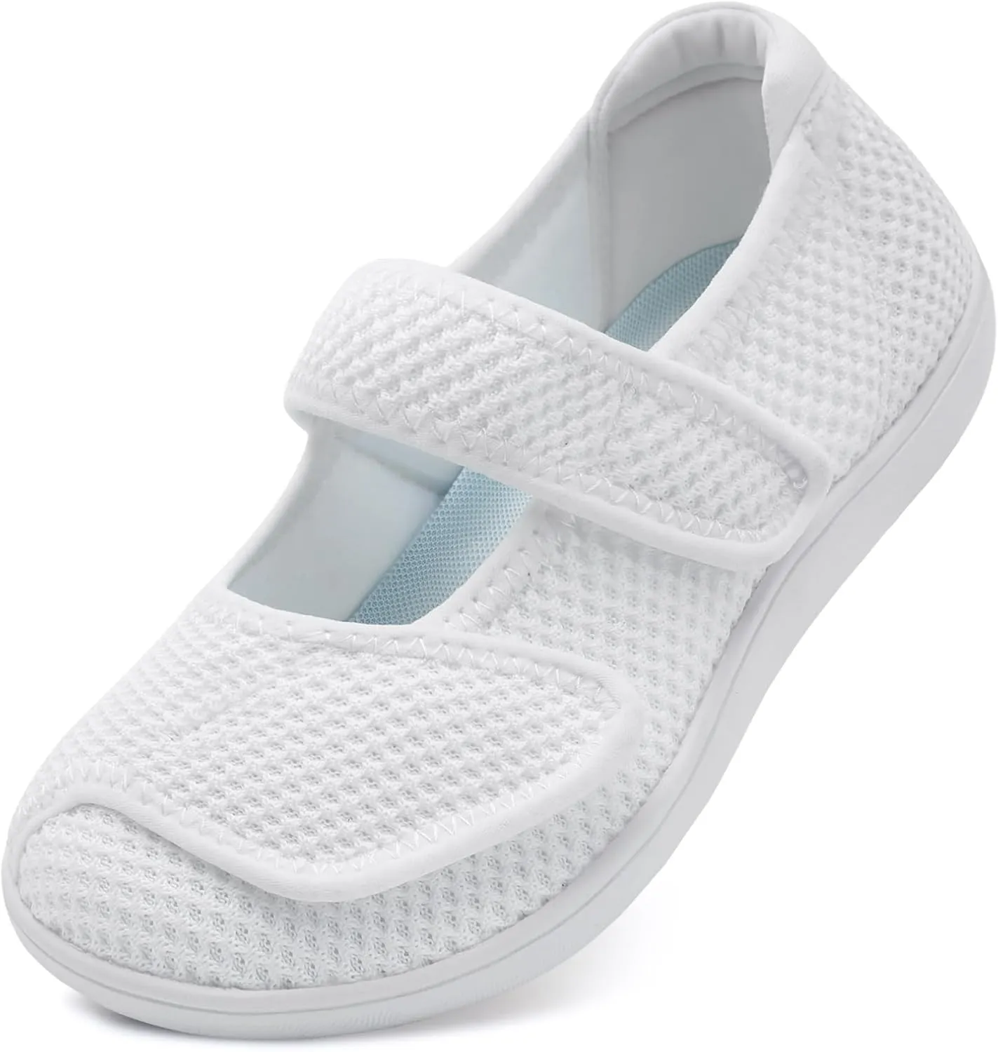 JOINFREE Womens Barefoot Walking Shoes Wide Diabetic Shoes Adjustable Mary Jane Shoes Flats Arthritis Edema Casual Shoes Breathable Slip on Sneakers Indoor Outdoor