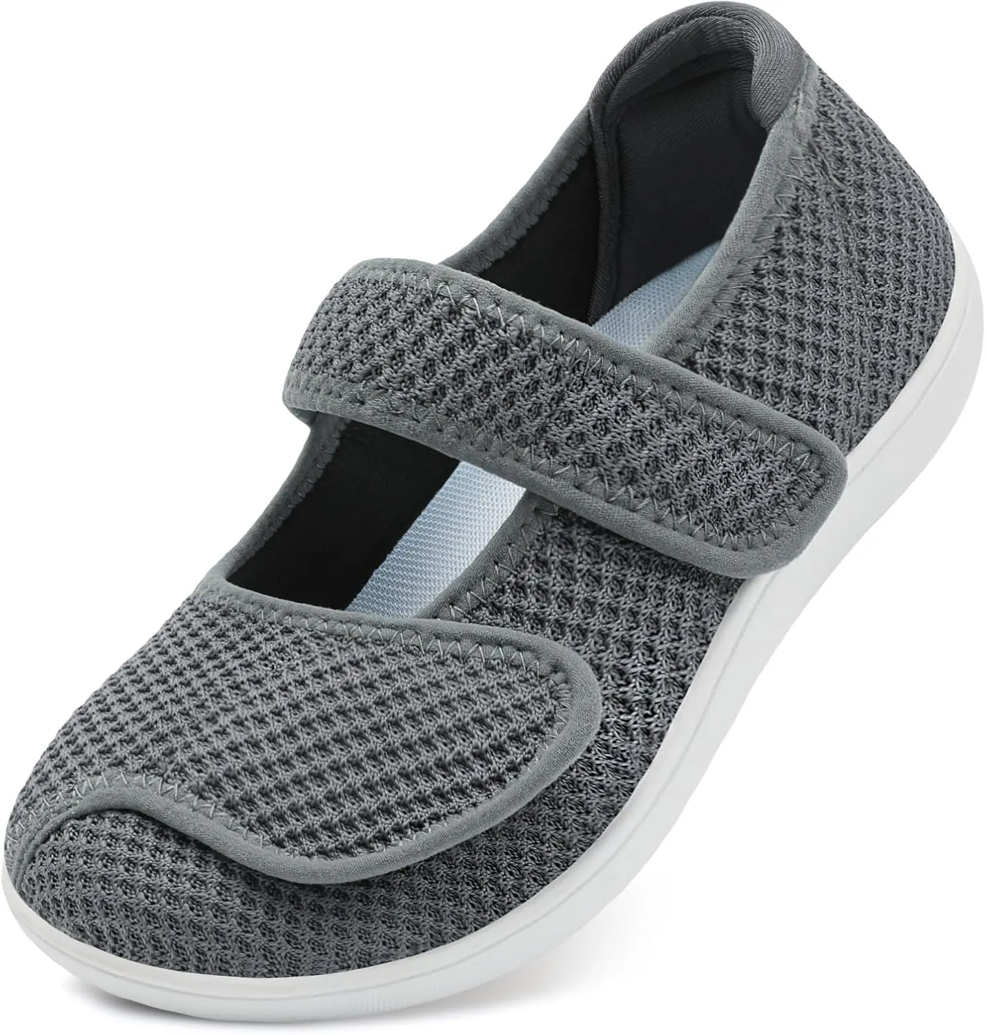 JOINFREE Womens Barefoot Walking Shoes Wide Diabetic Shoes Adjustable Mary Jane Shoes Flats Arthritis Edema Casual Shoes Breathable Slip on Sneakers Indoor Outdoor
