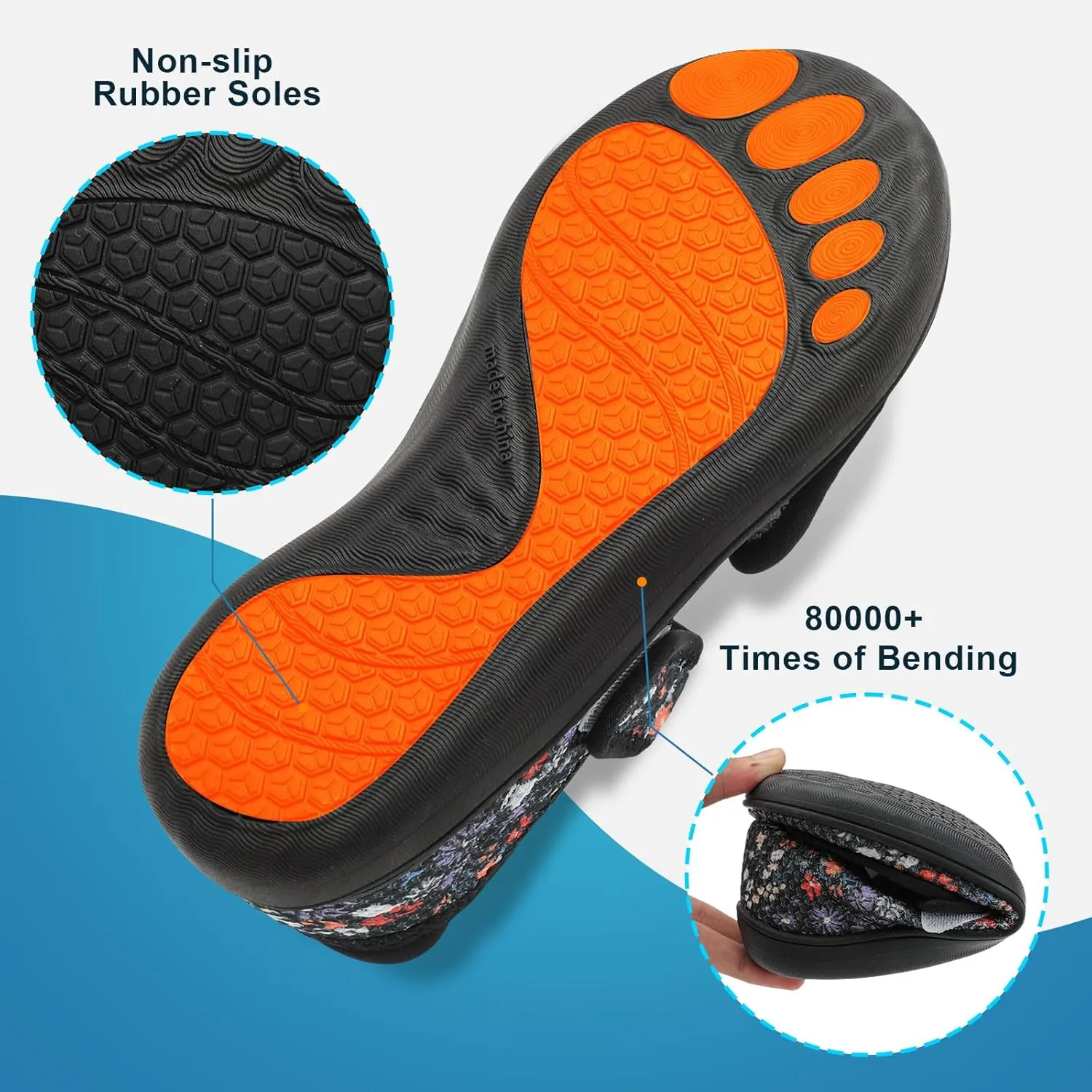 JOINFREE Womens Barefoot Walking Shoes Wide Diabetic Shoes Adjustable Mary Jane Shoes Flats Arthritis Edema Casual Shoes Breathable Slip on Sneakers Indoor Outdoor