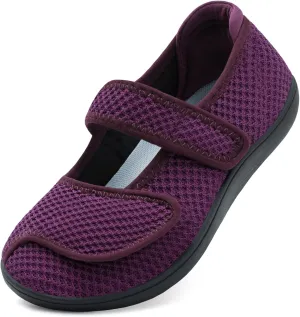 JOINFREE Womens Barefoot Walking Shoes Wide Diabetic Shoes Adjustable Mary Jane Shoes Flats Arthritis Edema Casual Shoes Breathable Slip on Sneakers Indoor Outdoor