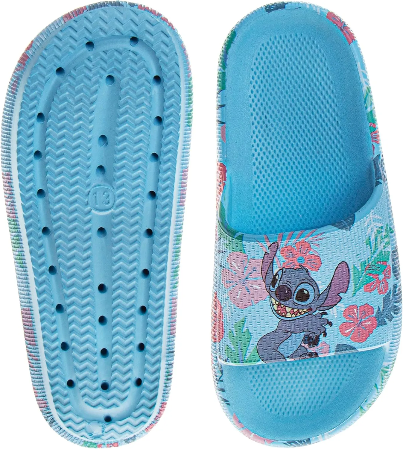 Josmo Kids Lilo and Stitch Slide Open Toe - Girl Sandals Stitch SlipOn Slides (sizes: 13 little kid / 1-4 big kid)