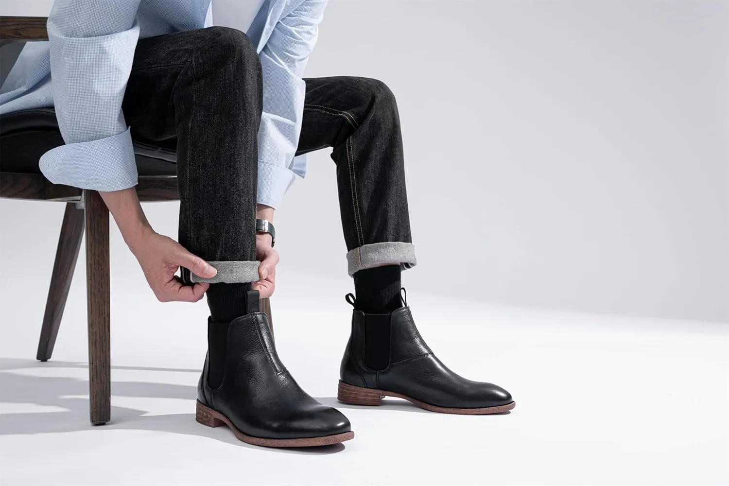 Jousen Mens Chukka Boots Side Zipper Causal Pull On Dress Boots For Men