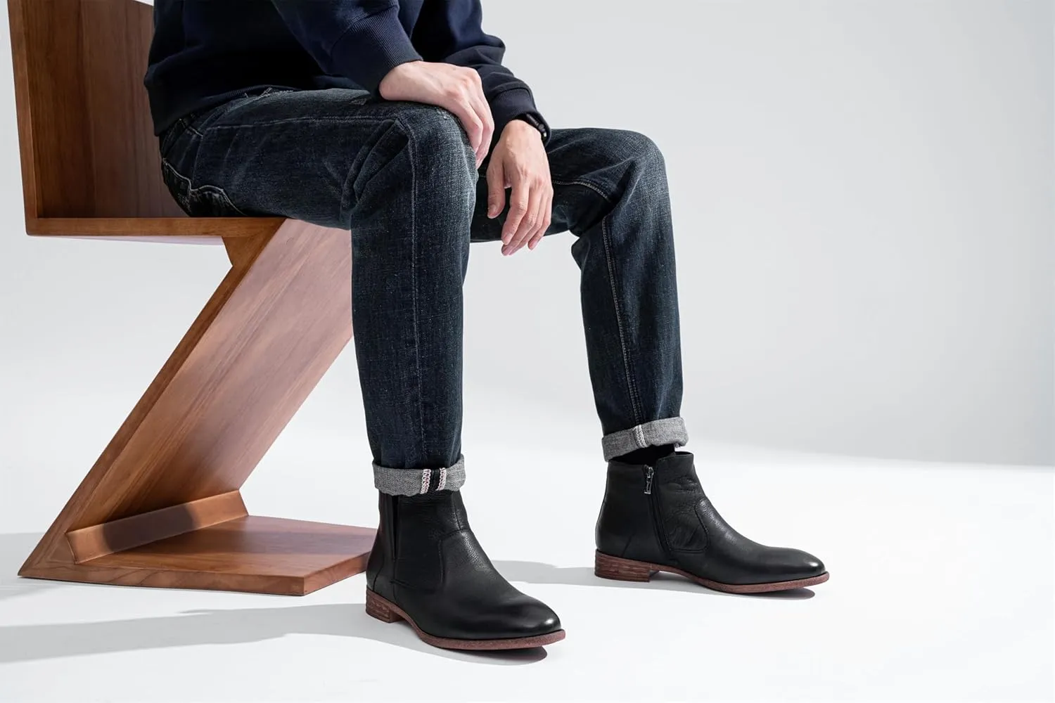 Jousen Mens Chukka Boots Side Zipper Causal Pull On Dress Boots For Men