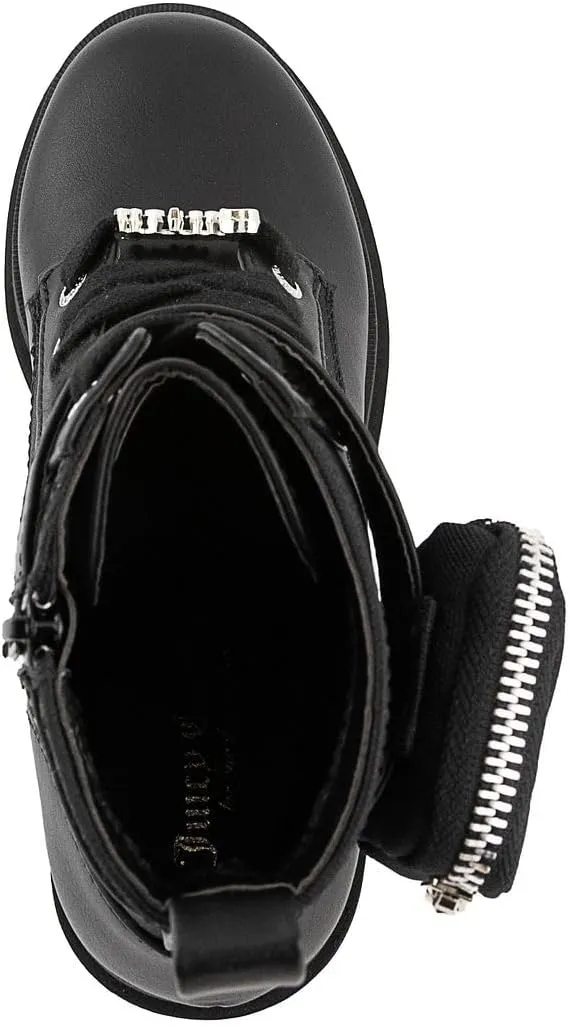 JUICY COUTURE Women's Lace Up Lug Sole Hiker Booties with Faux Fur Cuff, Winter Fashion Ankle Boots, Outdoor Hiking Shoes