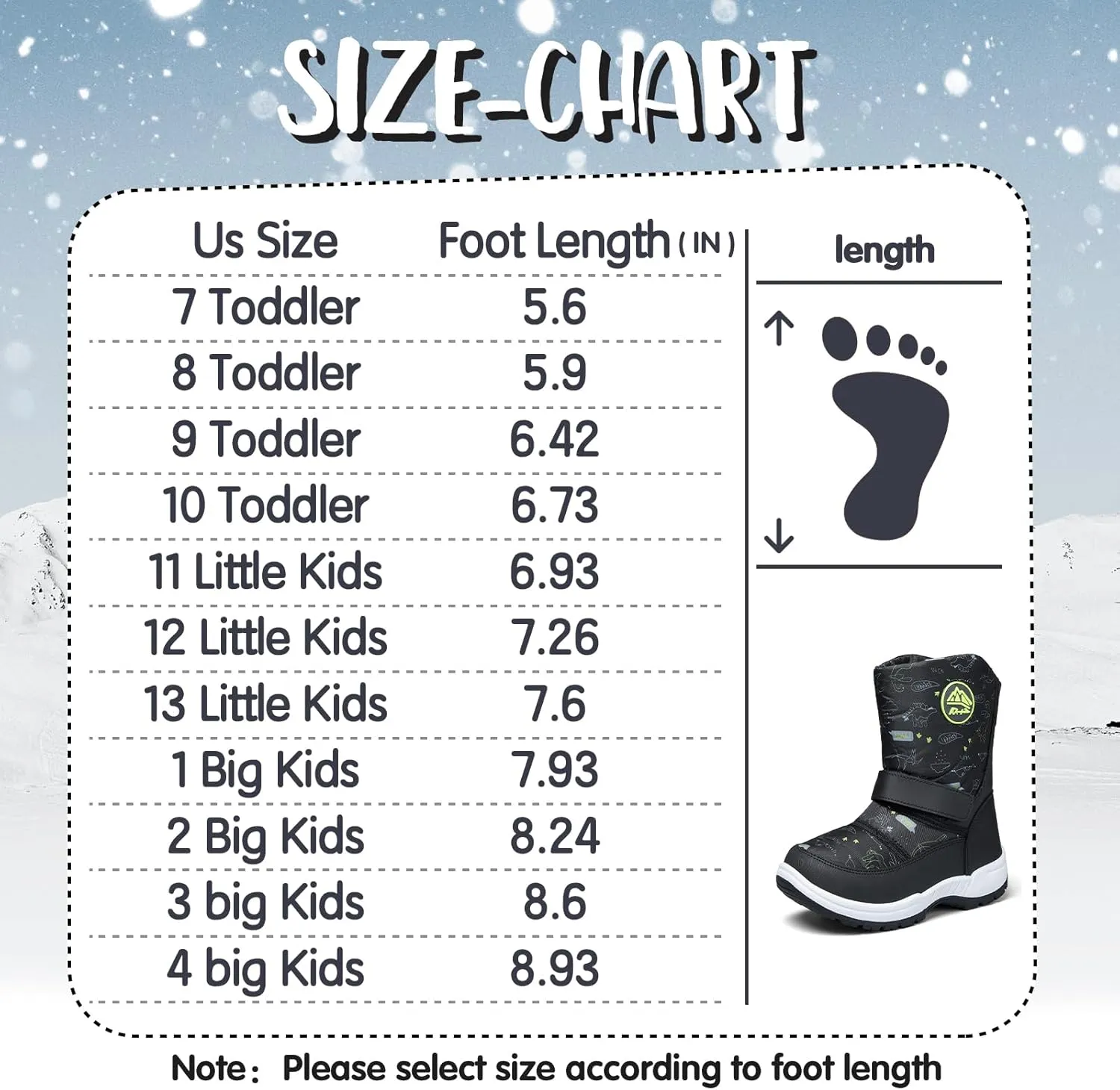 K KomForme Boys Girls Snow Boots Waterproof Winter Outdoor Boots(Toddler/Little Kid/Big Kid)