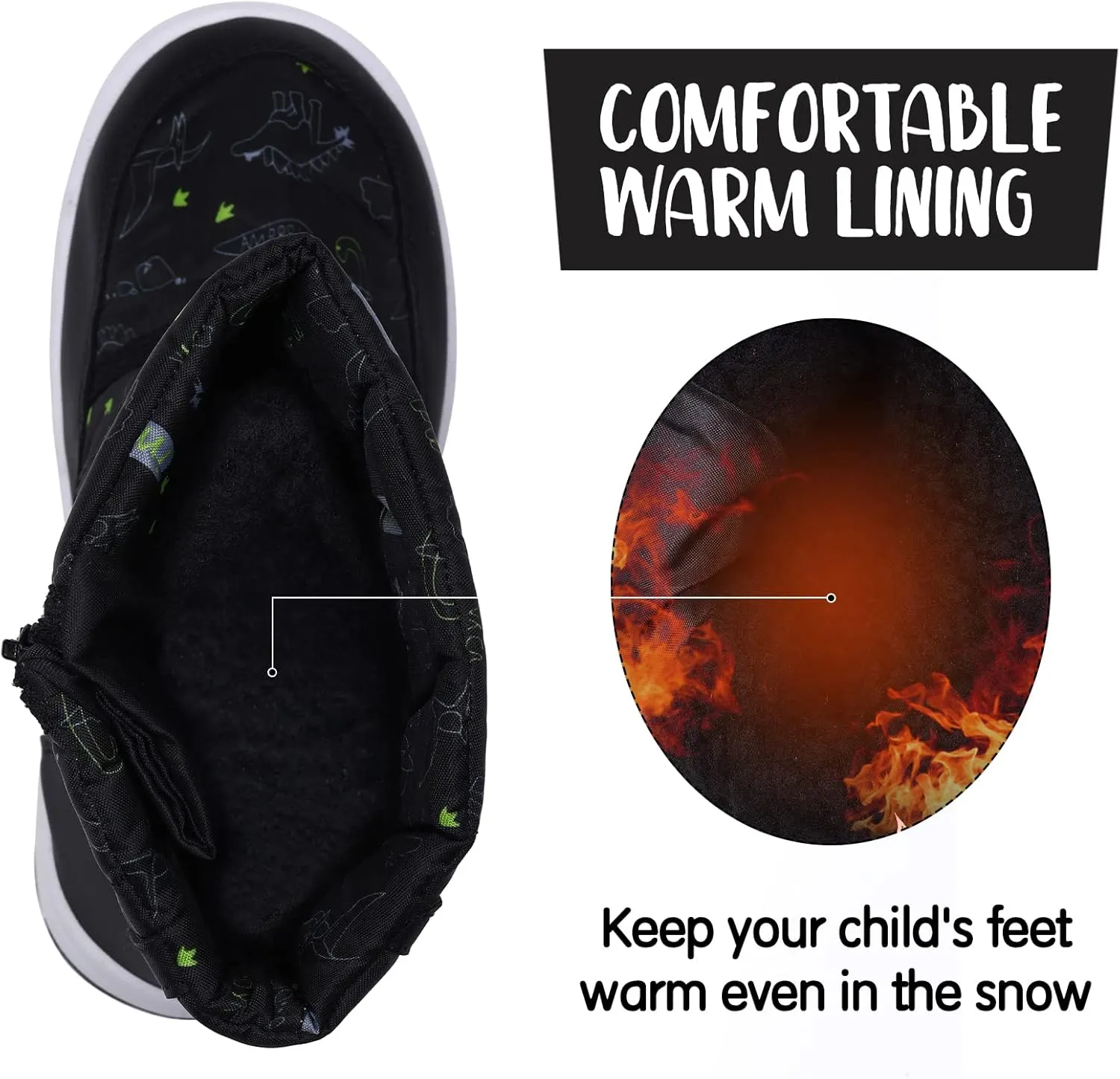 K KomForme Boys Girls Snow Boots Waterproof Winter Outdoor Boots(Toddler/Little Kid/Big Kid)