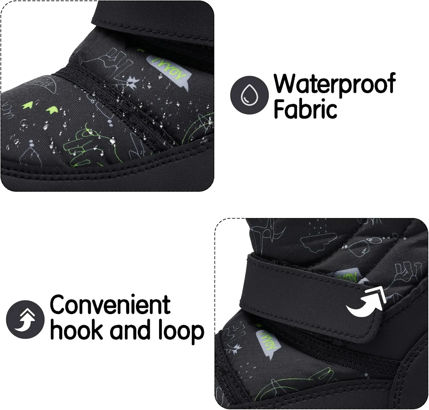 K KomForme Boys Girls Snow Boots Waterproof Winter Outdoor Boots(Toddler/Little Kid/Big Kid)