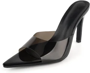 KaroNairy Leopard Print Stilettos Heels for Women Open Toe Heeled Sandals Slip on Pumps Party Wedding Dressy Shoes