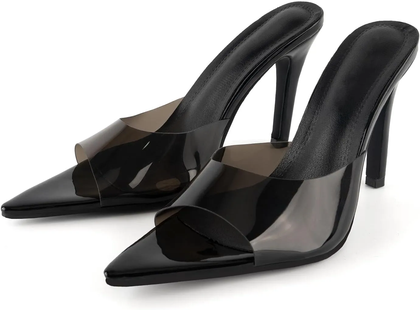 KaroNairy Leopard Print Stilettos Heels for Women Open Toe Heeled Sandals Slip on Pumps Party Wedding Dressy Shoes