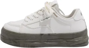 Kawaii Korean Chunky White Sneakers, Cute Cloud Sole Shoes with Hidden Heel Lift for Girls Travel Outfit, Gift for Daughter