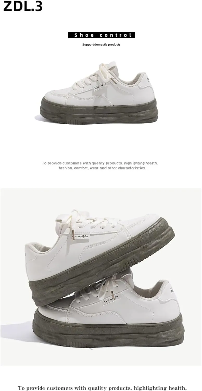 Kawaii Korean Chunky White Sneakers, Cute Cloud Sole Shoes with Hidden Heel Lift for Girls Travel Outfit, Gift for Daughter