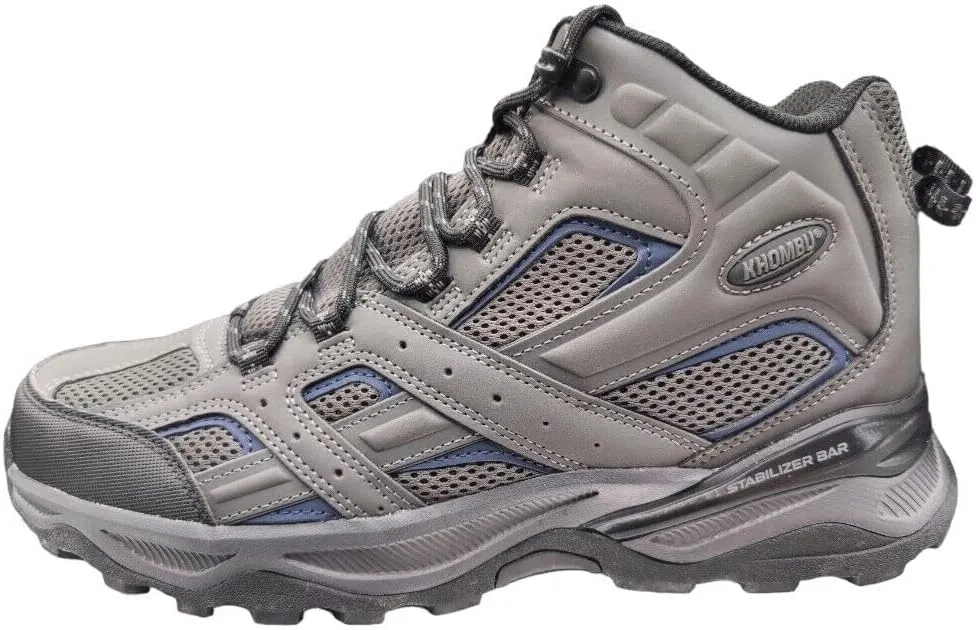 Khombu Men's LUKE Memory Foam Hiking Boots Heel Stabilizer GREY (us_footwear_size_system, adult, men, numeric, medium, numeric_10)