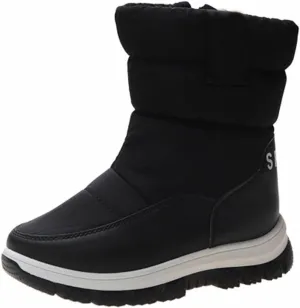 Kids 𝐖aterproof Snow Boots Girls Boys Insulated Warm Fleece Lined Winter Mid Calf Thickened Shoes for Outdoor