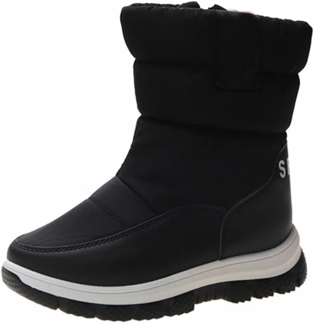 Kids 𝐖aterproof Snow Boots Girls Boys Insulated Warm Fleece Lined Winter Mid Calf Thickened Shoes for Outdoor