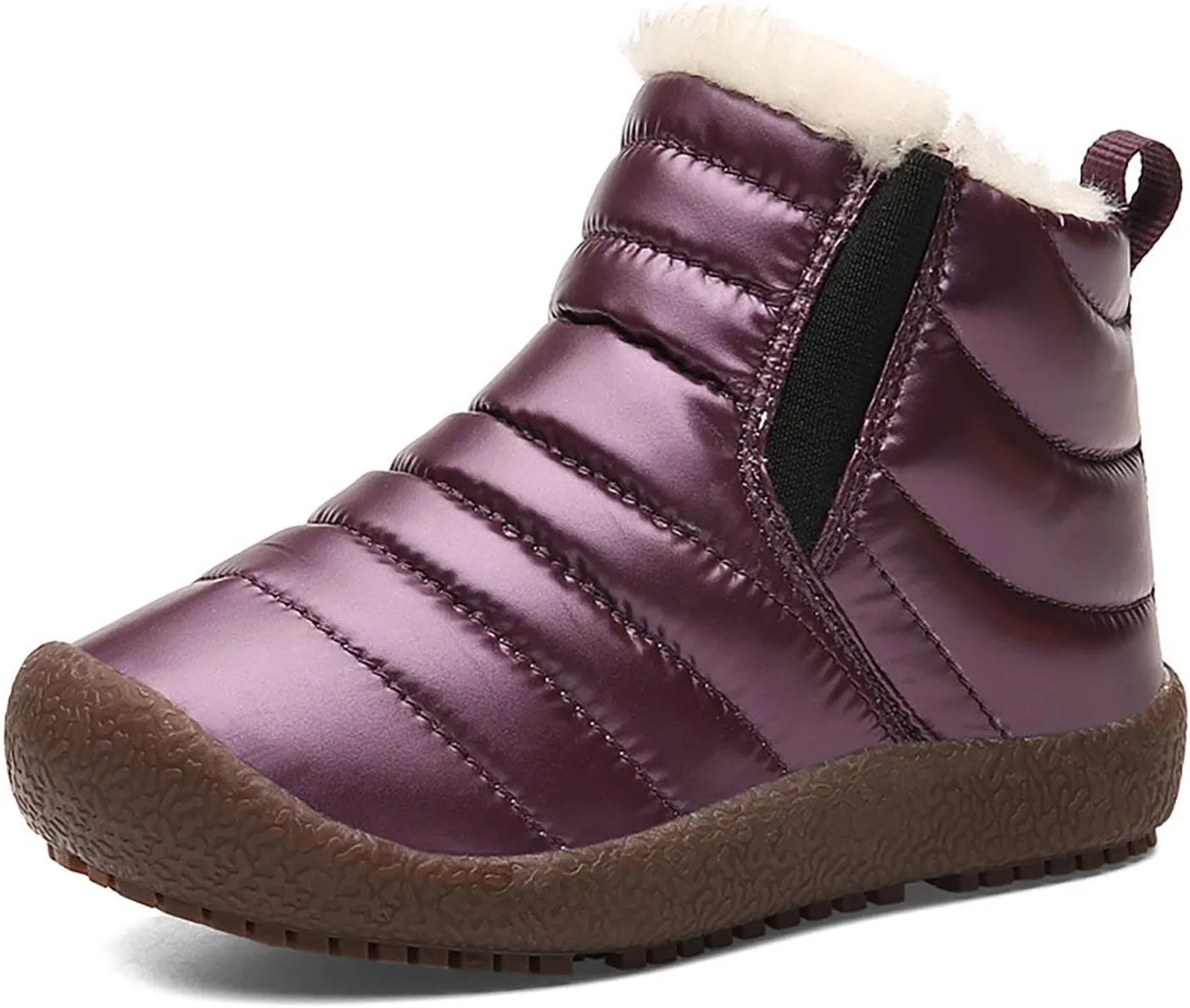 Kids Boys Girls Winter Snow Boots Outdoor Warm F𝐮r Lined 𝐖aterproof Ankle Boots Toddler Slip Shoes Plush Flat Boots