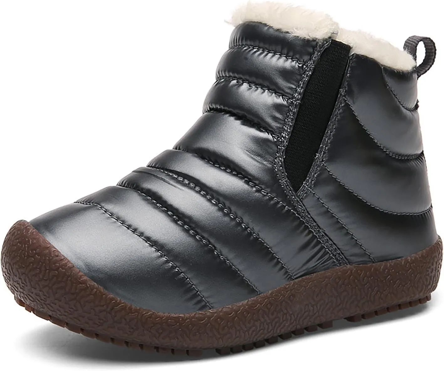 Kids Boys Girls Winter Snow Boots Outdoor Warm F𝐮r Lined 𝐖aterproof Ankle Boots Toddler Slip Shoes Plush Flat Boots