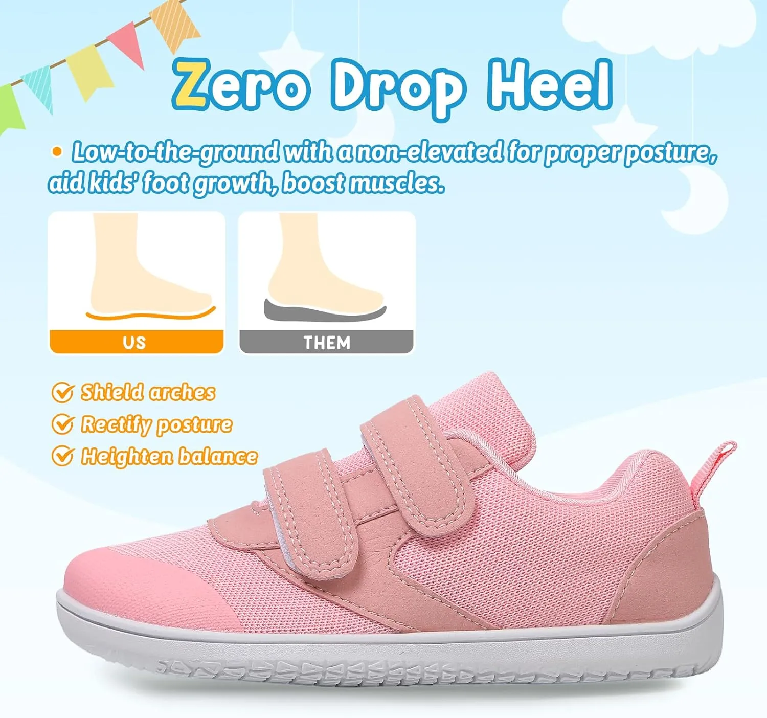 Kids Slip On Barefoot Toddler Boys/Girls Wide Toe Box Sneakers Zero Drop Minimalist Outdoor Activities Walking Running Shoes