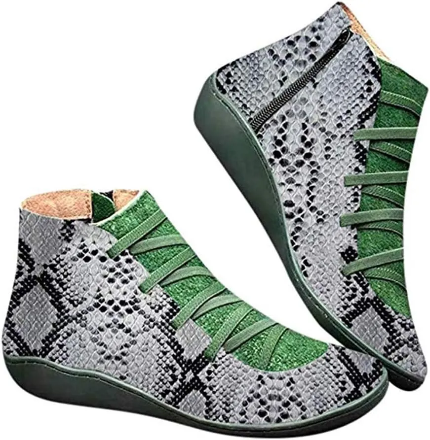 KINOW Arch Support Boots Women Leather Ankle Boots High Top Wedge Bootie Damping Shoes