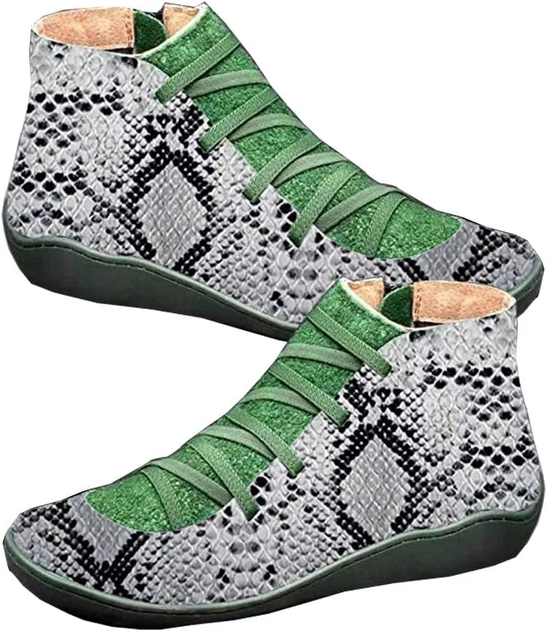 KINOW Arch Support Boots Women Leather Ankle Boots High Top Wedge Bootie Damping Shoes