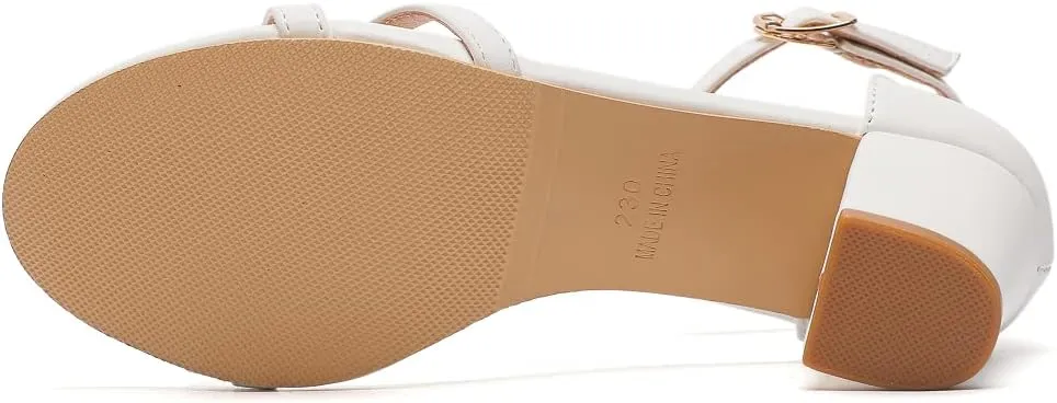 kkdom Women Fashion Open Toe Ankle Strap Chunky Heels Sexy Sandals Comfort Women Dressy Summer Shoe for Party Dating Daily Work