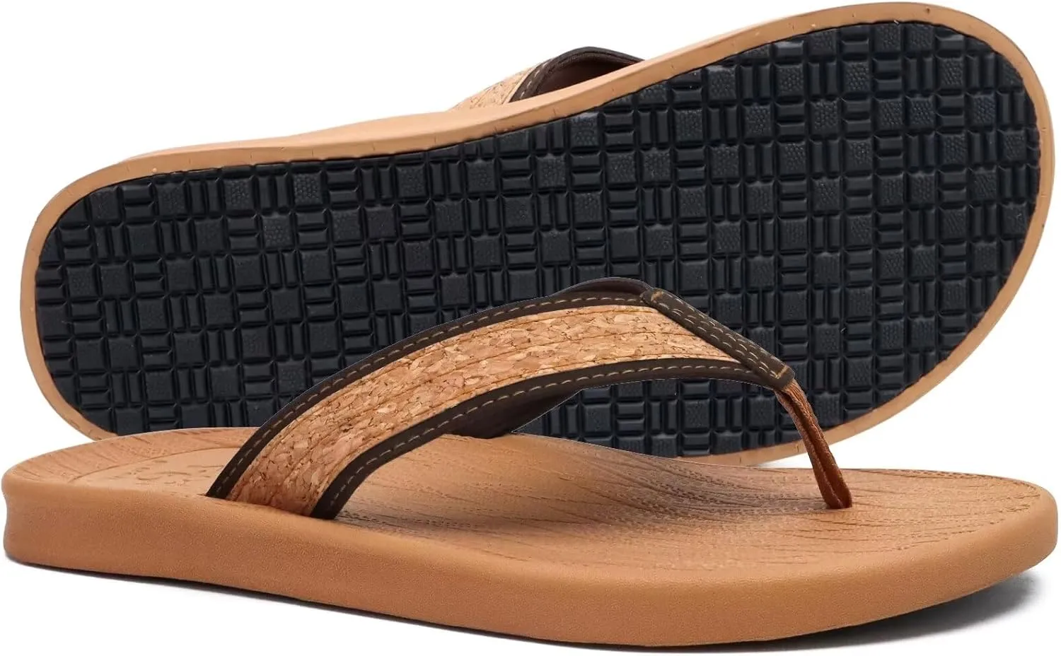 KuaiLu Mens Flip Flops Arch Support Comfortable Summer Beach Thong Sandals Yoga Foam Cushion Slip on Slippers