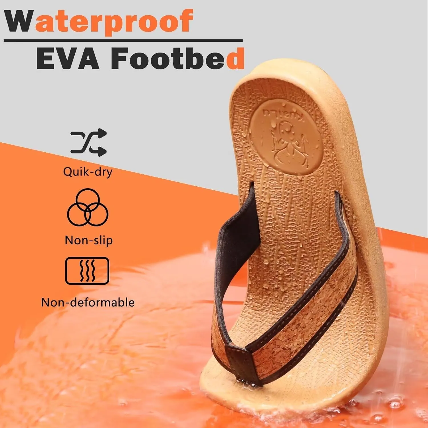 KuaiLu Mens Flip Flops Arch Support Comfortable Summer Beach Thong Sandals Yoga Foam Cushion Slip on Slippers
