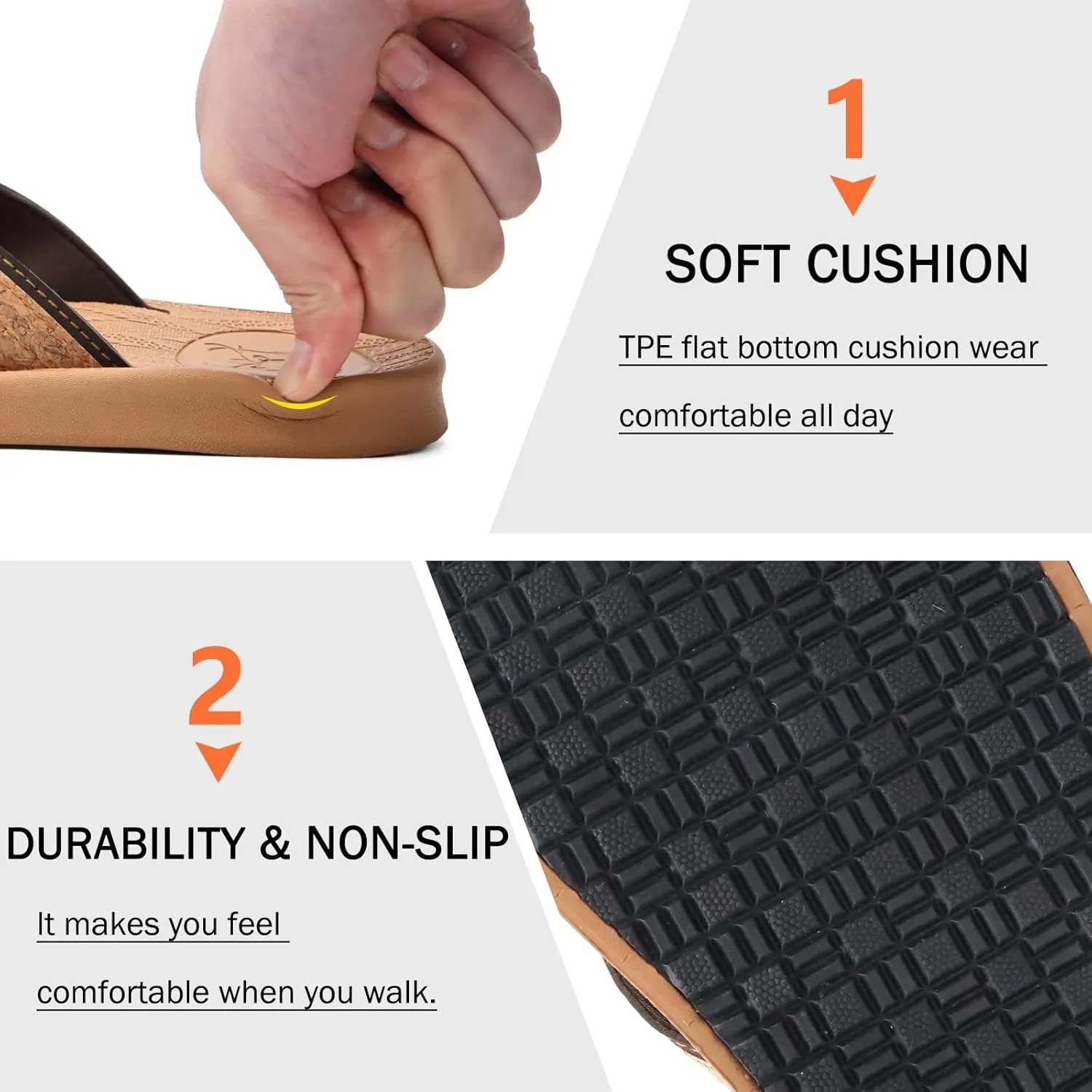 KuaiLu Mens Flip Flops Arch Support Comfortable Summer Beach Thong Sandals Yoga Foam Cushion Slip on Slippers